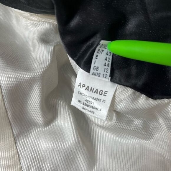 Apanage Women's Size 8 38 Vintage Satin Long Sleeve Blazer Suit Solid Black - Picture 16 of 16